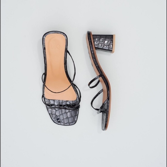 LOQ Shoes - LOQ MANOLA SANDALS - BLACK PATENT CROC